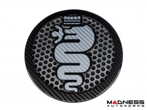 Alfa Romeo 4C Carbon Fiber Speaker Grill Covers - Alfa Logo in White 